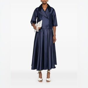 TALBOTS Silk Wool Set Blazer Jacket Skirt Wedding Mother Bride Groom Navy Suit 6